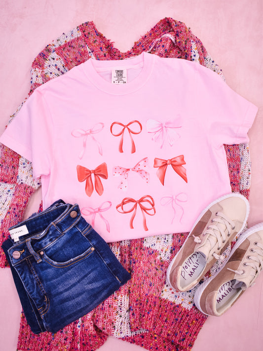 Pink + Red Bow Variety  Tee