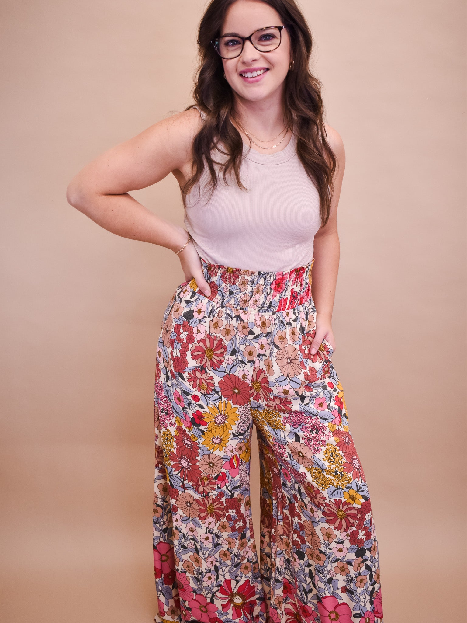 Loft floral wide leg pants hotsell