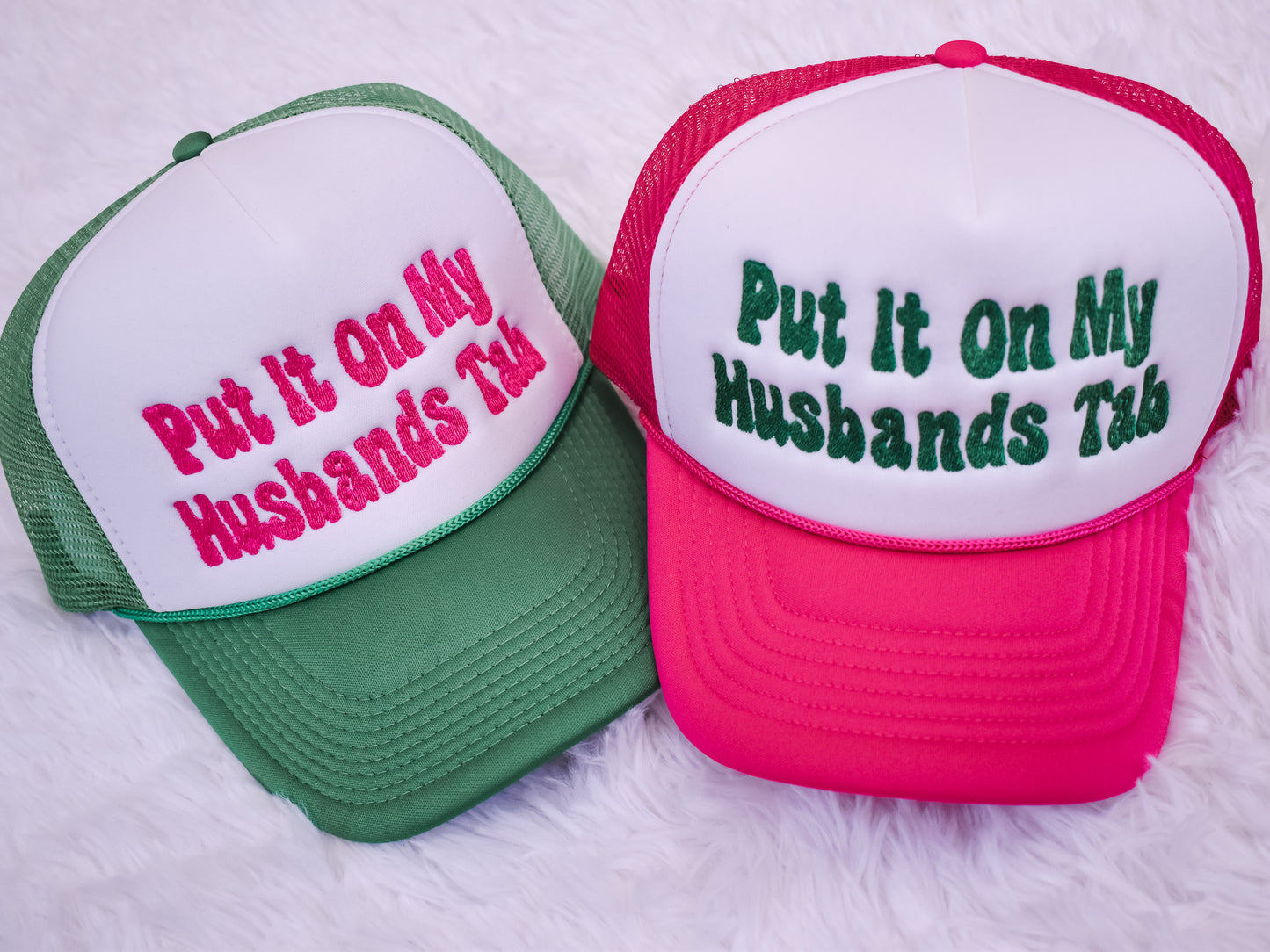 Put It On My Husband's Tab Trucker Hat