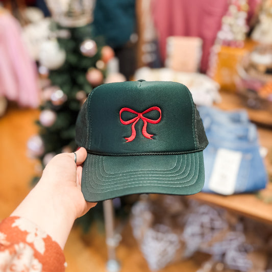 Boutique Christmas Bow Mesh Trucker