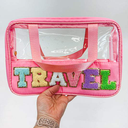 "Travel" Patch Letter Bag with Straps