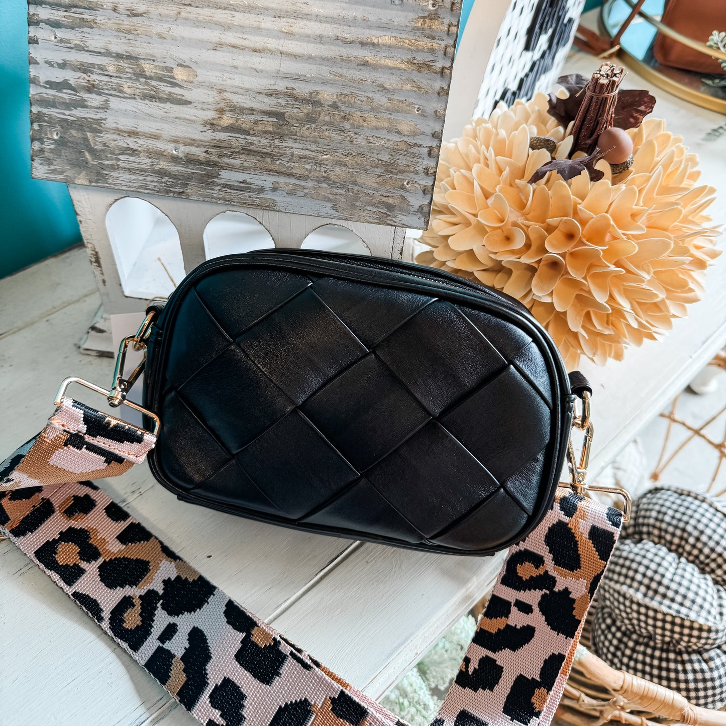 Leopard Print Strap Crossbody