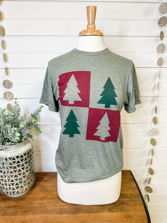 Checkered Christmas Tree Graphic Tee